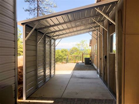 metal roofing on a lean-to house|12x20 lean to carport.